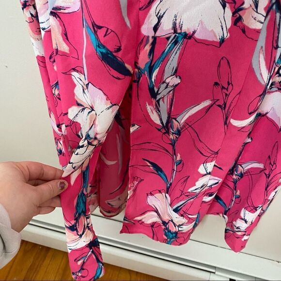 Leith Dress Floral Pink Sweetheart Neckline Midi Cocktail Casual Spring Formal - Picture 3 of 11